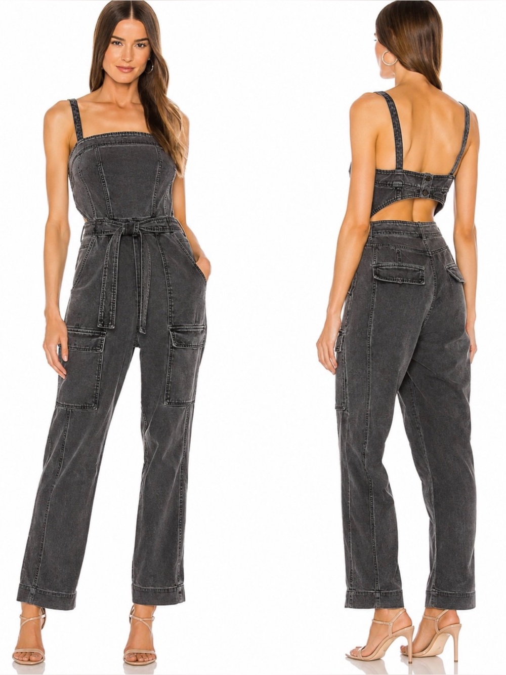 Free People Women’s Go West Utility Jumpsuit Washed Black Size S
